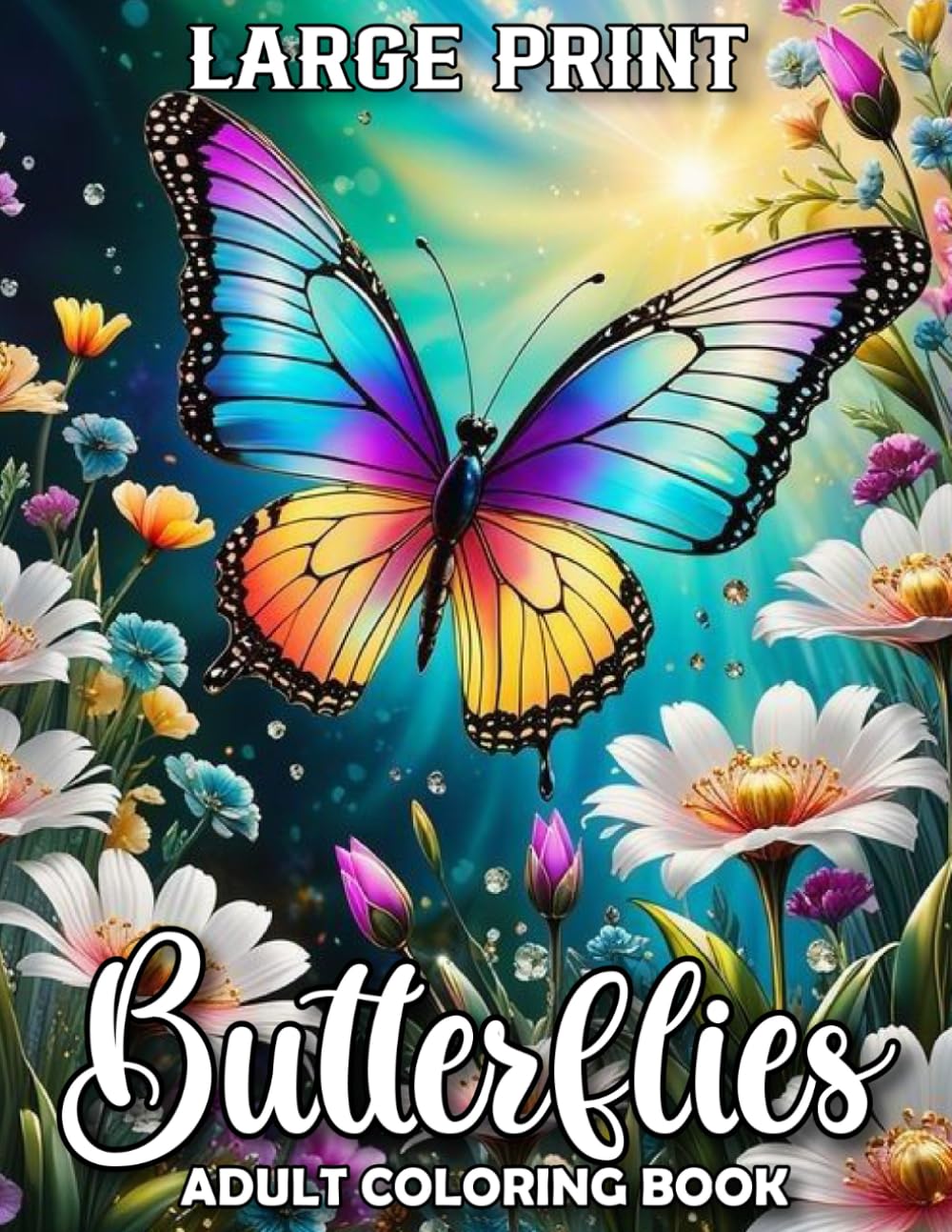 Large Print Butterflies Adult Coloring Book: Butterfly Adult Coloring Book Easy Large Print Beautiful Butterfly and Flower Designs for Beginners and Teens through Seniors.
