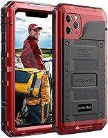 Vista 24 de Mitywah Funda impermeable para iPhone 11, resistente y duradera, de metal, protección de pantalla integrada, impermeable, a prueba de golpes, a Negro