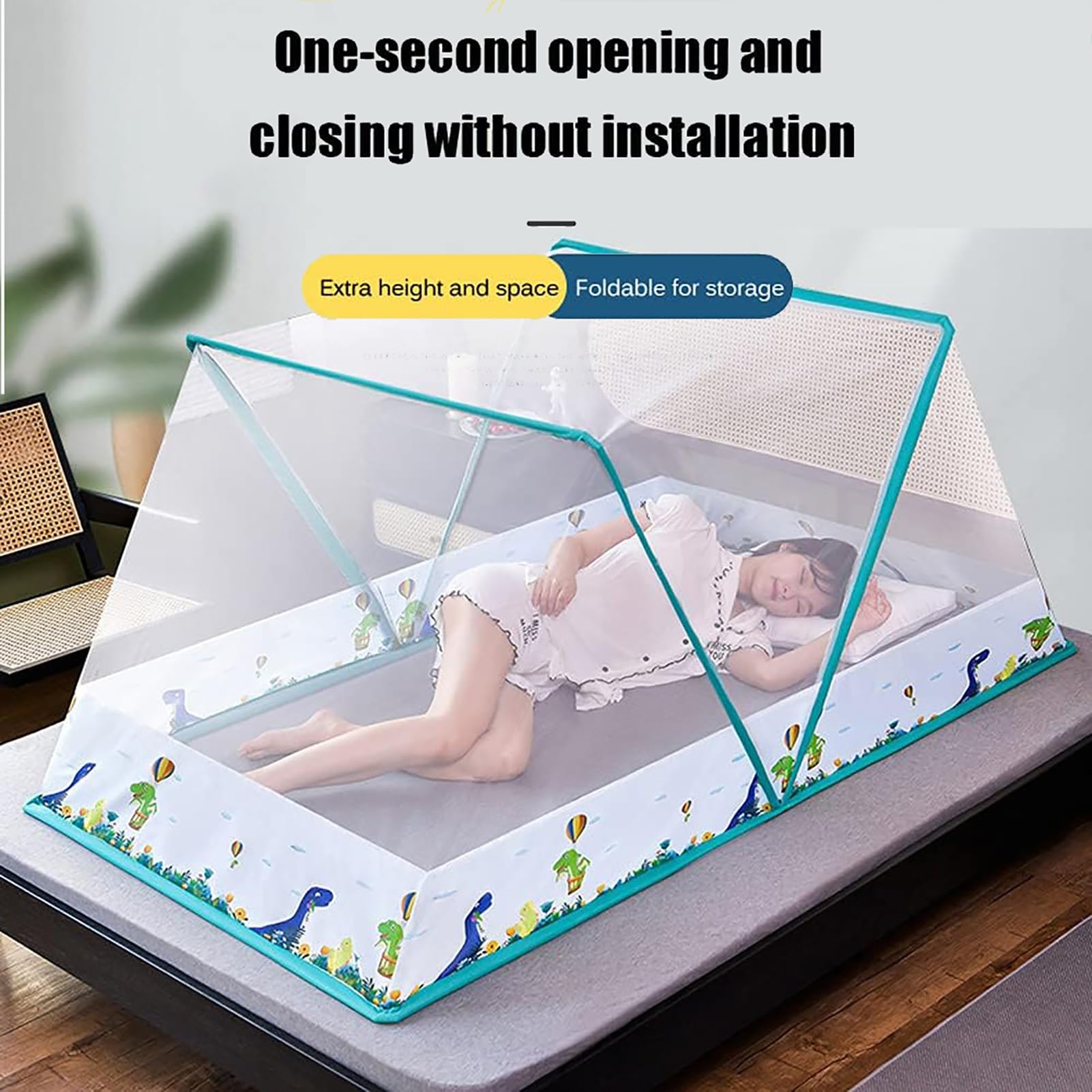 Mosquitera Portátil Plegable, Tienda De Campaña Ligera con Ventilación para Dormitorio De Verano, Tienda De Campaña para Bebés(D,100cm*190cm*80cm)