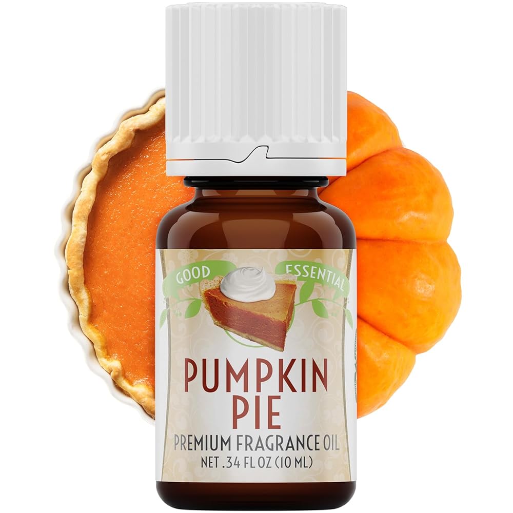 Good Essential Professional Pumpkin Pie Fragrance Oil 10 ml for Halloween, Candles, Soaps, Lotions, Perfume 0.33 fl oz - Pumpkin Scent for Candles & Diffusers