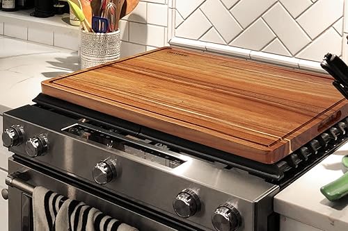 Miniatura 9 de OAKSWARE Tablas de cortar, tabla de cortar de madera de acacia grande de 17 x 13 pulgadas para cocina, tabla de cortar de madera reversible de grano