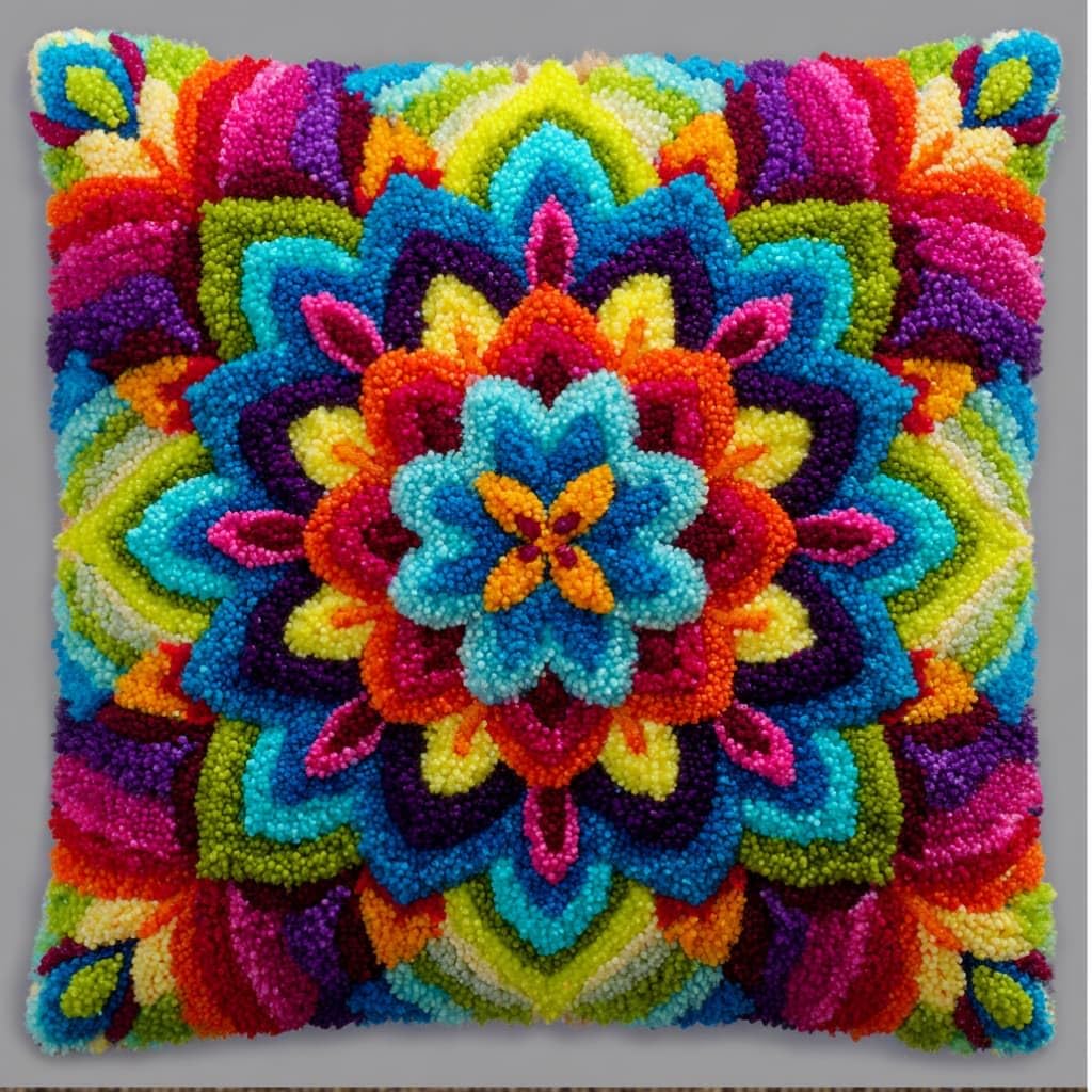 kitphoenix Latch Hook Kits Cushion Mandala 43Cmx43Cm