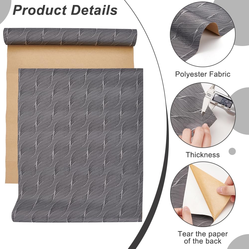 BENECREAT 120x40 cm Tissu de Reliure de Livre, Surface en Tissu de Couverture de Livre avec Adhésif pour la Protection du Livre, Artisanat de Tapisserie Bricolage Scrapbooking, Gris Foncé