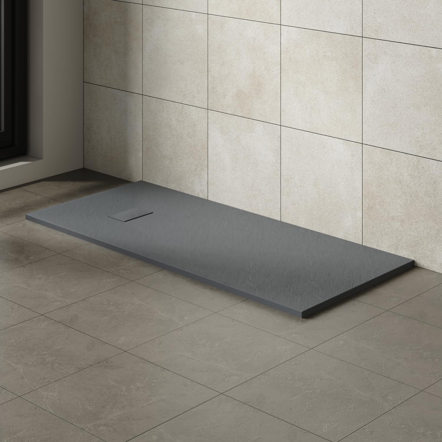 Aquariss 1700x800mm SMC Anti Slip Shower Base Tray Rectangular for Shower Enclosure Anthracite