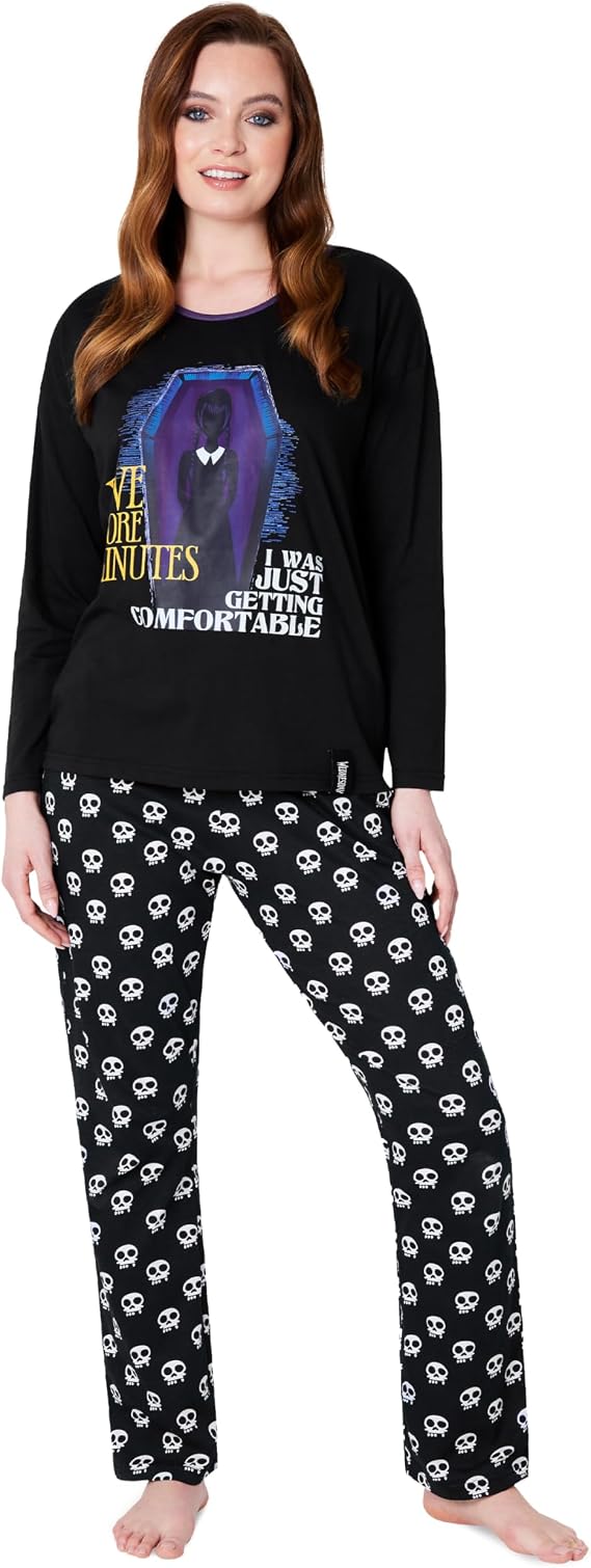 Wednesday Pajamas Set for Women Teens, Long Sleeve T Shirt PJ Pants, Soft Lounge Set PJs, Nightwear S-XL, Cozy Gifts for Her