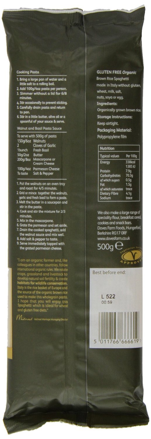 Doves Farm | Organiczne brązowe spaghetti ryżowe | 10 x 500 g