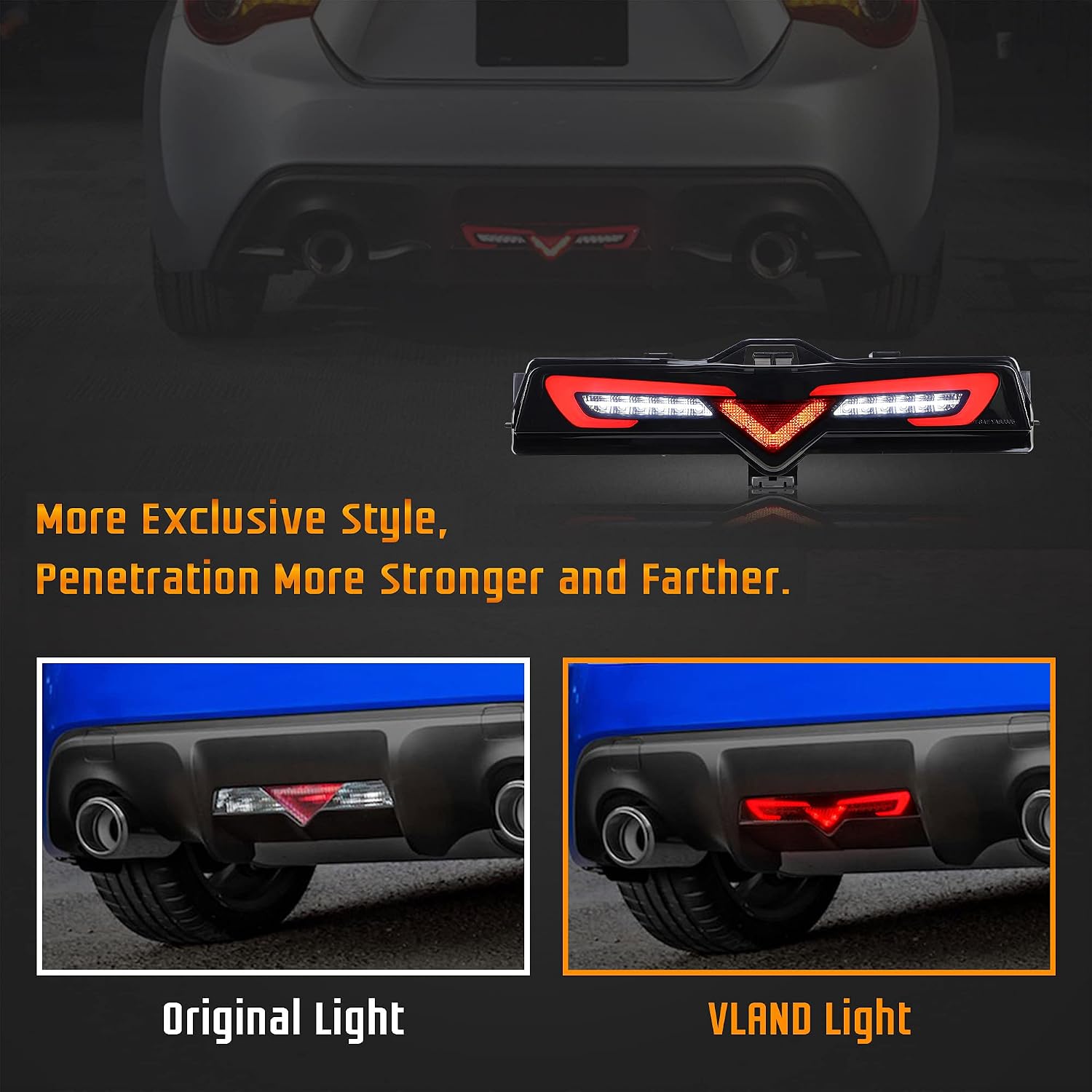 VLAND Led Bumper Light Compatible with Toyota GT86 2012-2019, Subaru BRZ 2013-2018, With Brake Reverse Fog Running Function, Clear Lens