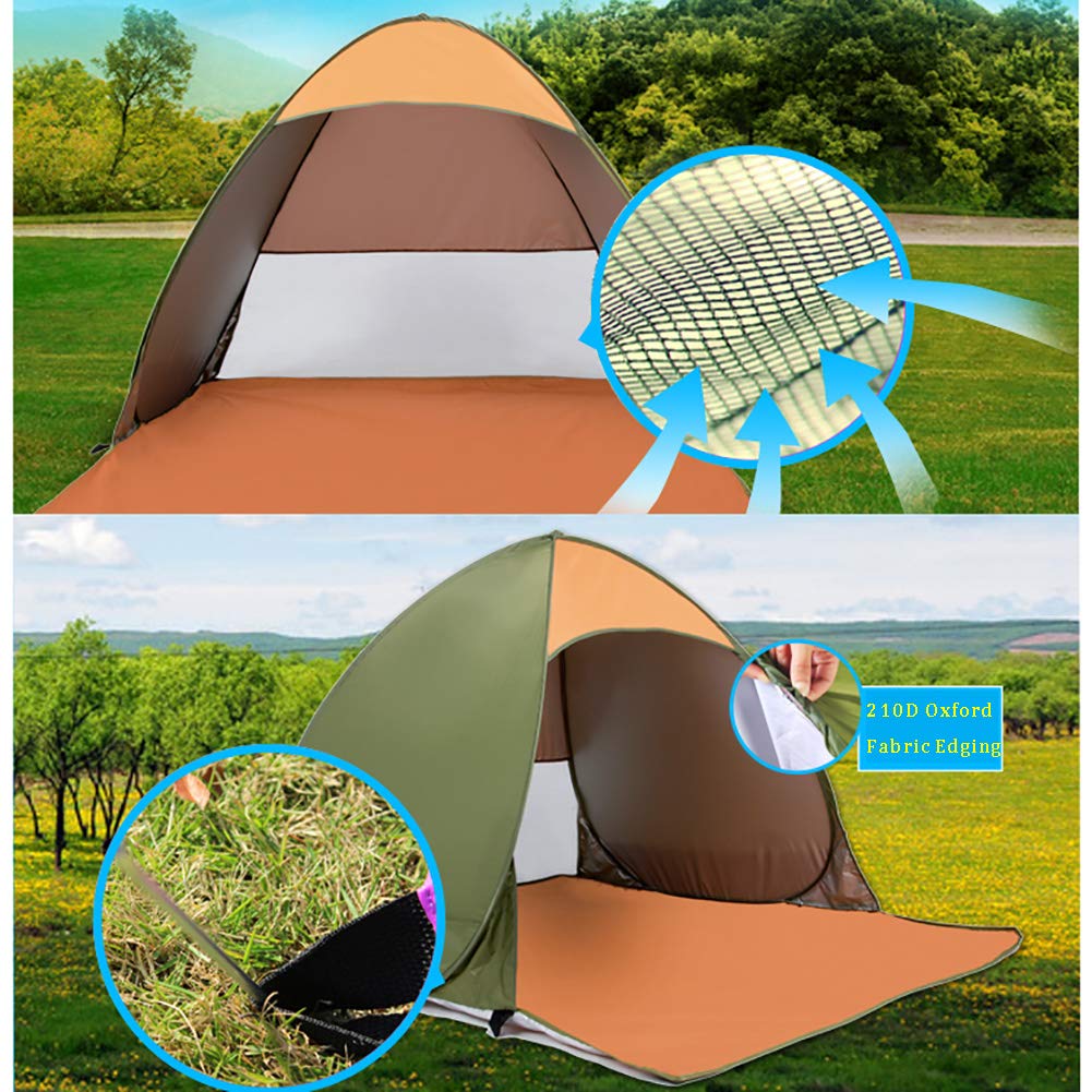 Pop Up Tente De Plage 2 Personne,Anti UV Ombre De Plage Abri Solaire avec Plancher étendu,Portable Automatique Abri De Plage Exterior