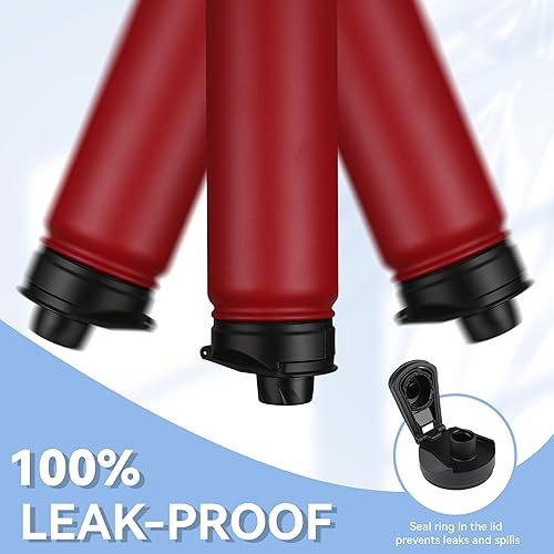 Miniatura 6 de HASLE OUTFITTERS Botella de agua aislada de 22 onzas, botella de agua de acero inoxidable de doble pared, de boca ancha con tapa de popote y tapa de