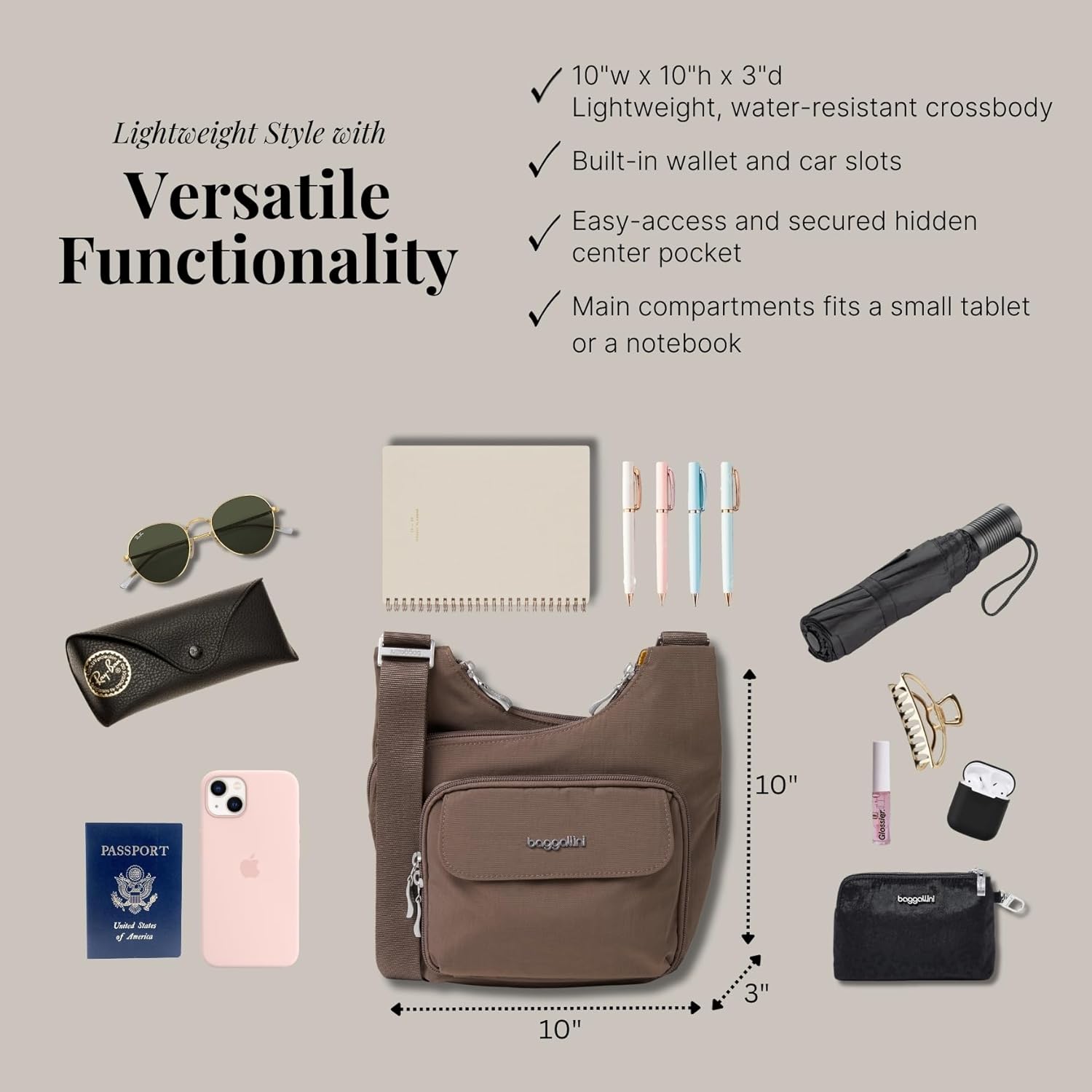 Baggallini womens Criss Cross 10x11" Crossbody Bags for Women - Image 6