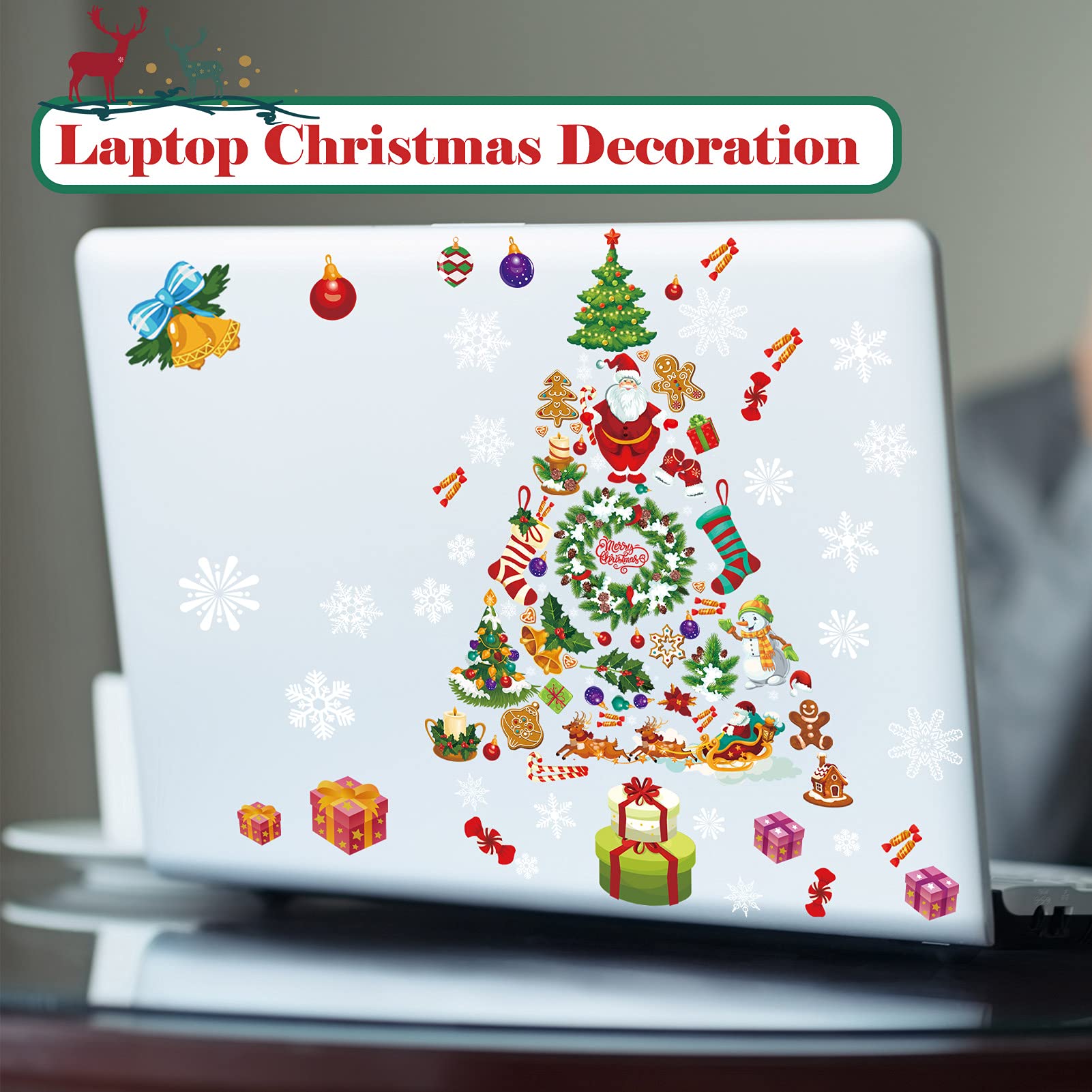 9 Hojas De Calcomanías De Ventana De Navidad De Doble Cara Con Copos De Nieve De Alce Para Ventanas De Vidrio Navidad Vacaciones Ano Nuevo