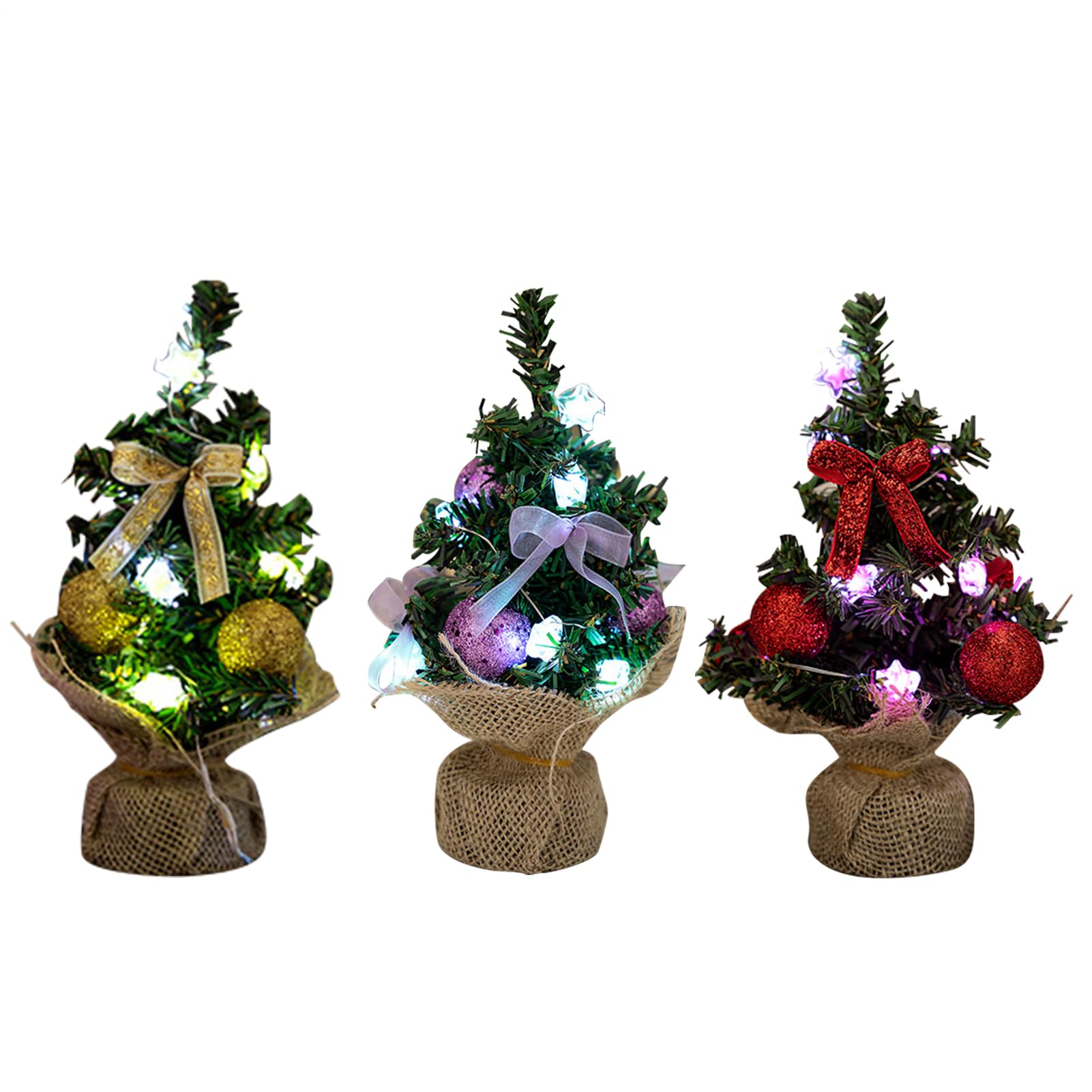 Árbol de Navidad para regalo de cumpleaños y adorno de reuniones juego de 3 pinos luminosos