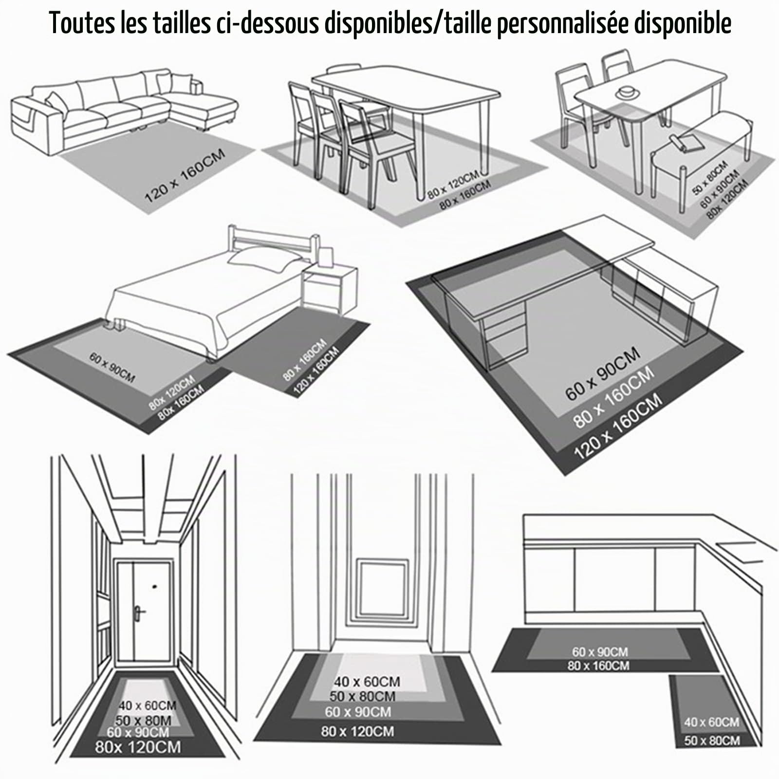 Tapis de couloir 3D Illusion d'optique long antidérapant et moderne pour couloir, salon, couloir, cuisine (Natural G, 60 x 200 cm)