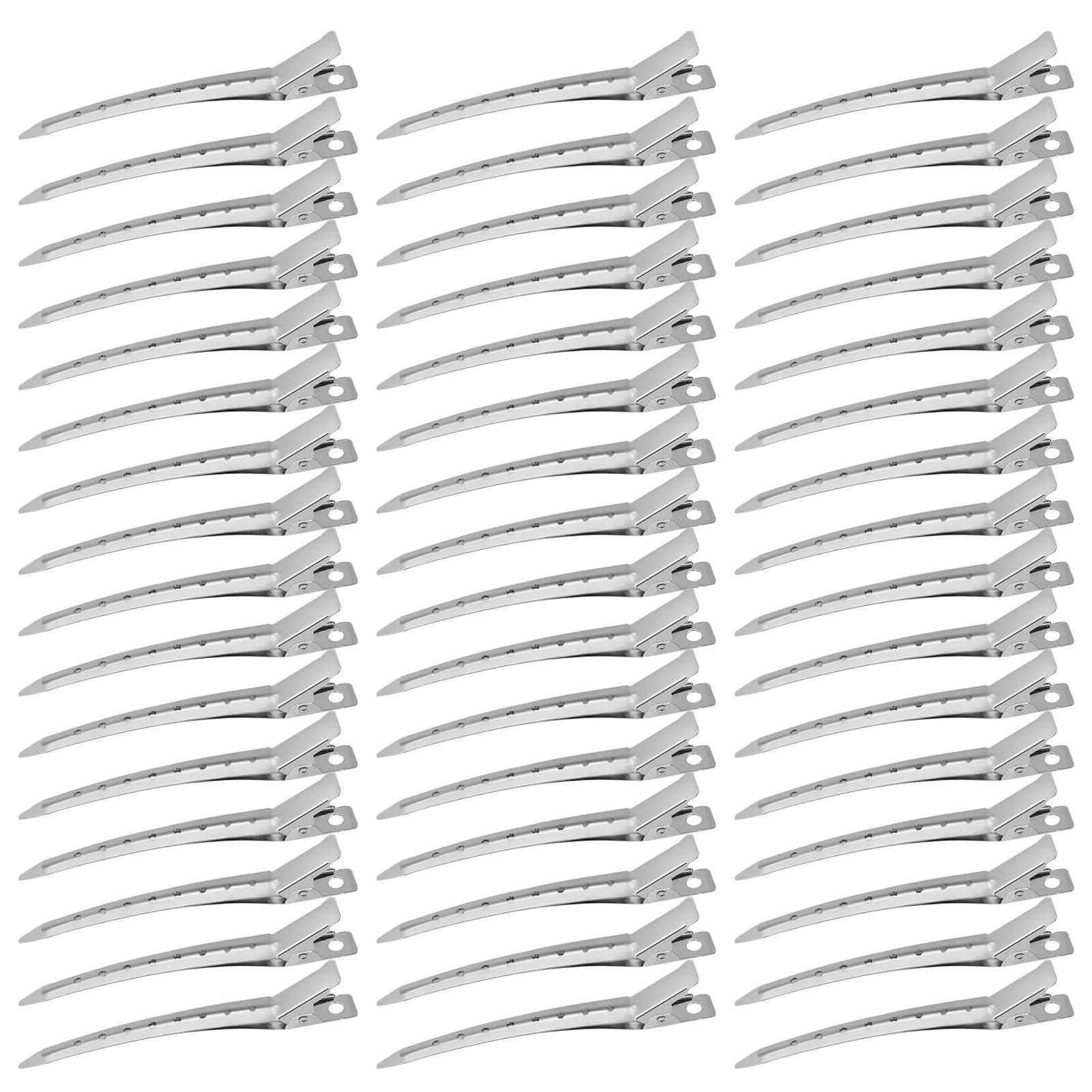 48 Pcs Pin Cur-l Clips, Silver Metal Hair Clips, 3.5 Inch Alligator Cur-l Clip with Holes for Hair Styling Coloring