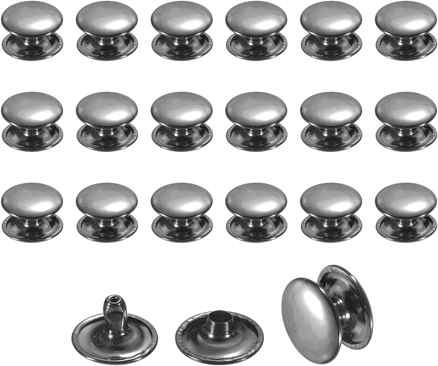 uxcell 50 Sets Leather Rivets, 12mm Double Cap Rivets, 8mm Height Tubular Metal Studs for Leather Craft Repair and Decoration DIY Clothes, Shoes, Bags, Belts, Gunmetal