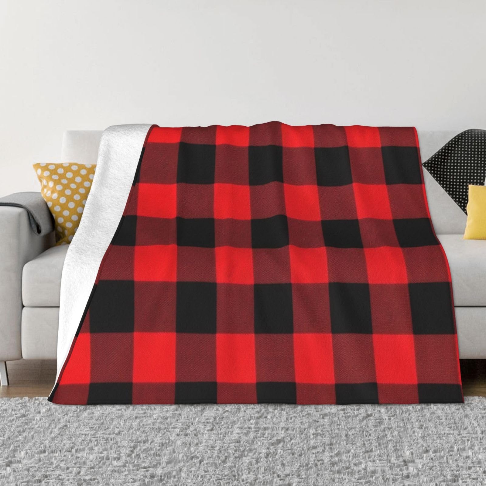 Couverture en micro-polaire plaid à carreaux de buffle 152x203 cm