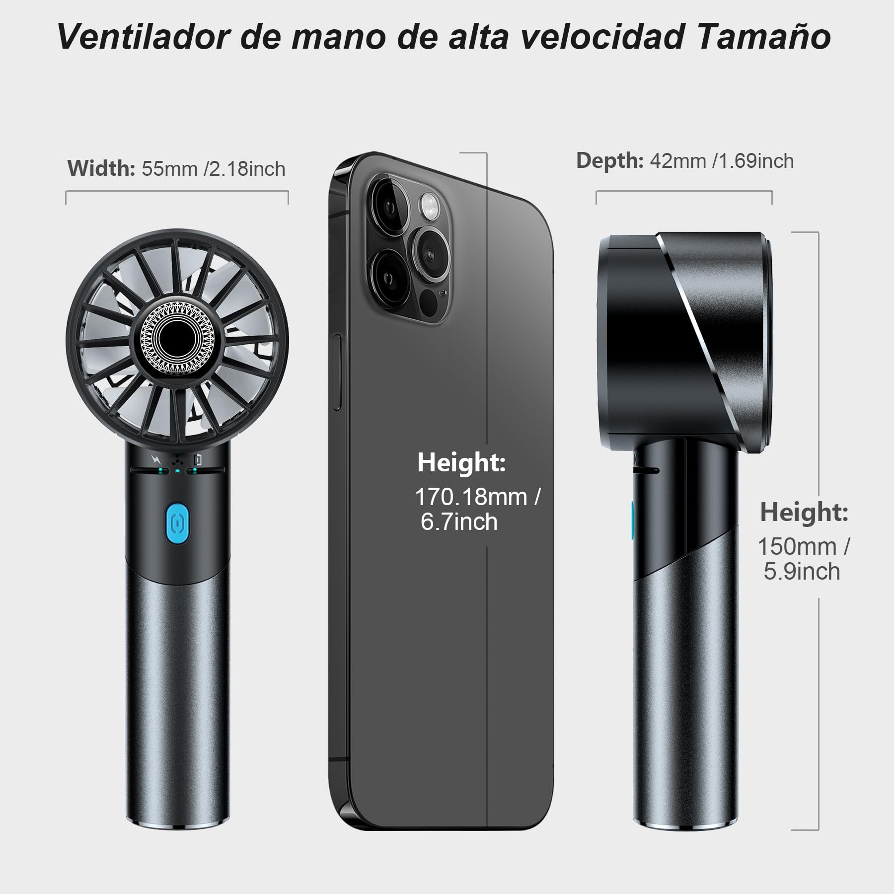 Ventilador de mano,ventilador portátil turbo 7000 RPM con batería 16H,mini ventilador de bolsillo recargable por USB con 4 velocidades para exterior, viajes, oficina y hogar, Regalo de verano