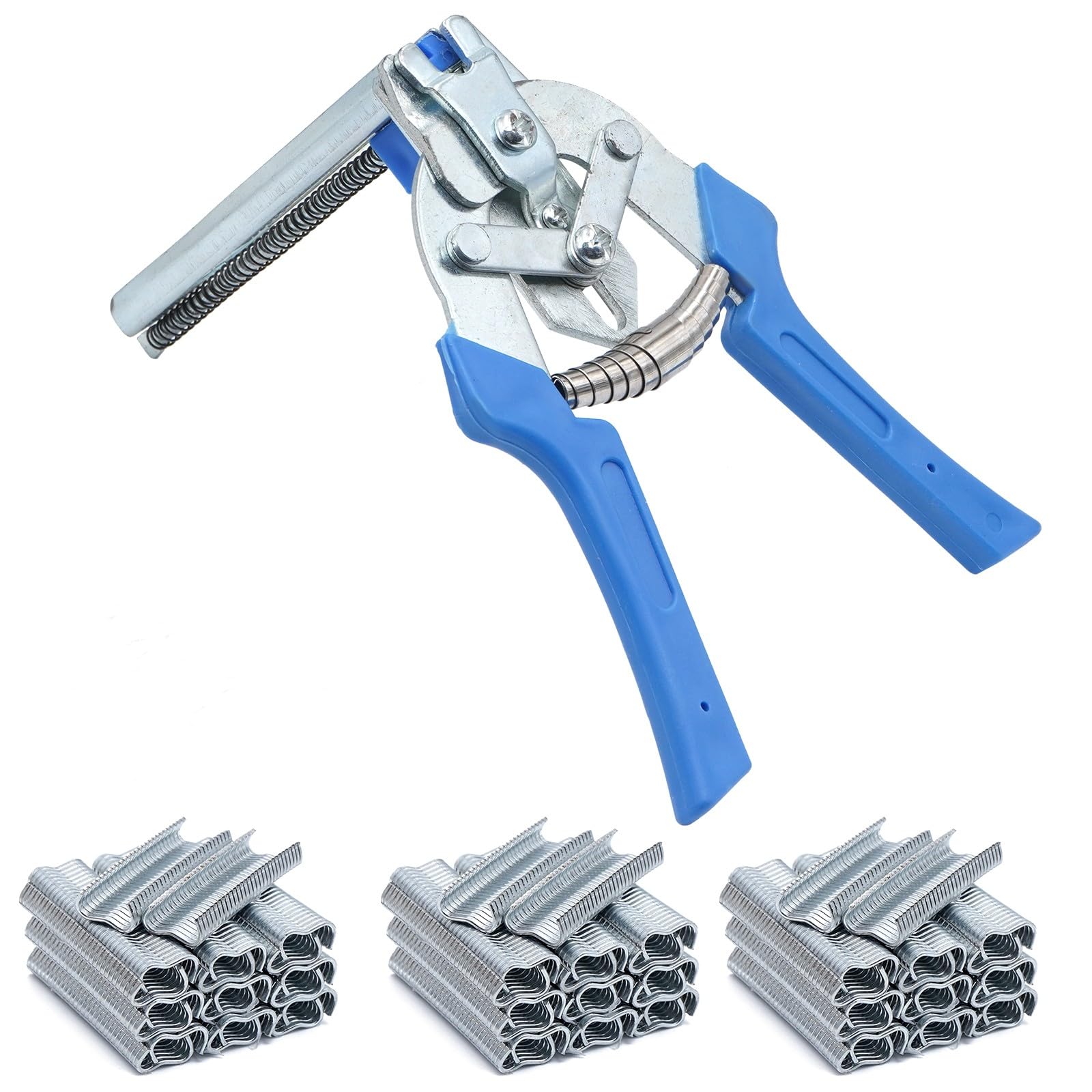 Kit de Pinzas Para Anillos Hog Ring Pliers Multifuncional Pinza para Anillos con 1800 Clavos M Pinzas para Cercado para Cercas Jaulas Para Animales Trabajos de Bricolaje Muebles