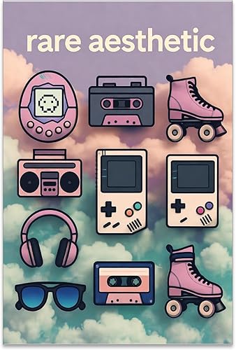 90s Retro Collage Poster - Pastel Purple Pink Design - Gloss Paper Finish - Wall Decor for Teen Dorm Room