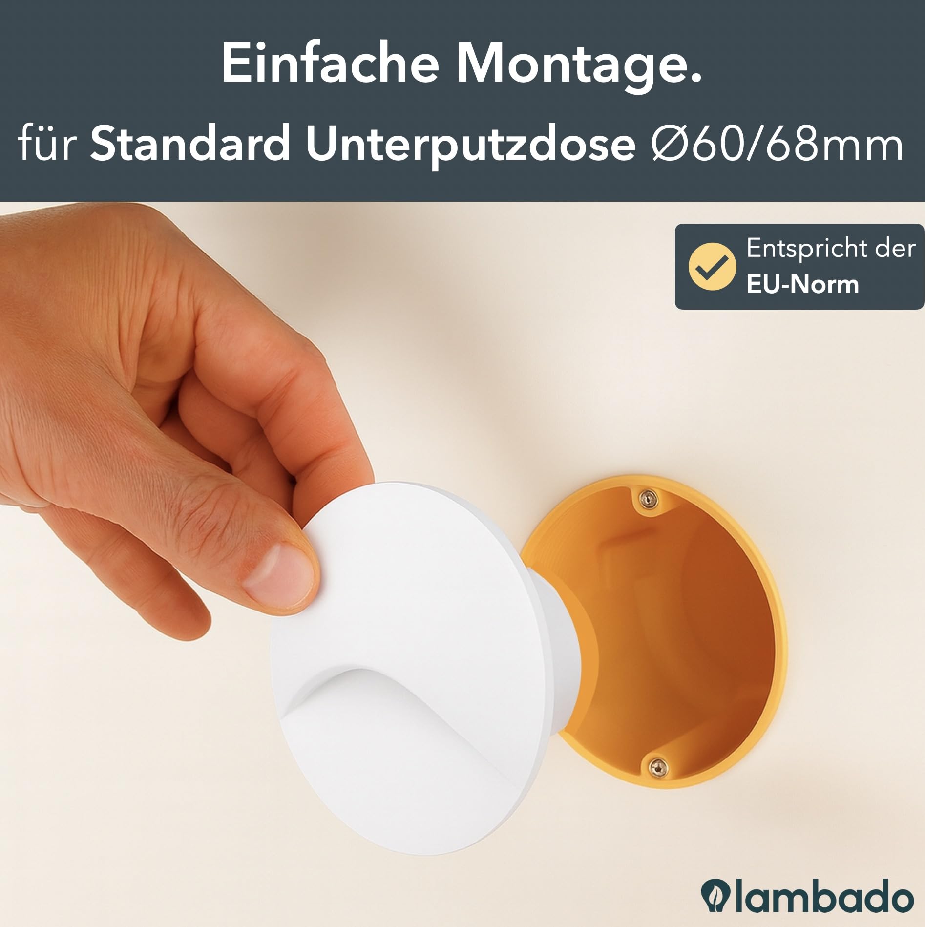 lambado® LED Treppenbeleuchtung für Innen & Aussen | IP65 Wasserschutz | 230V Unterputz Treppenlicht 3W Warmweiss | Wandeinbauleuchte für Treppen | Treppenstufenbeleuchtung