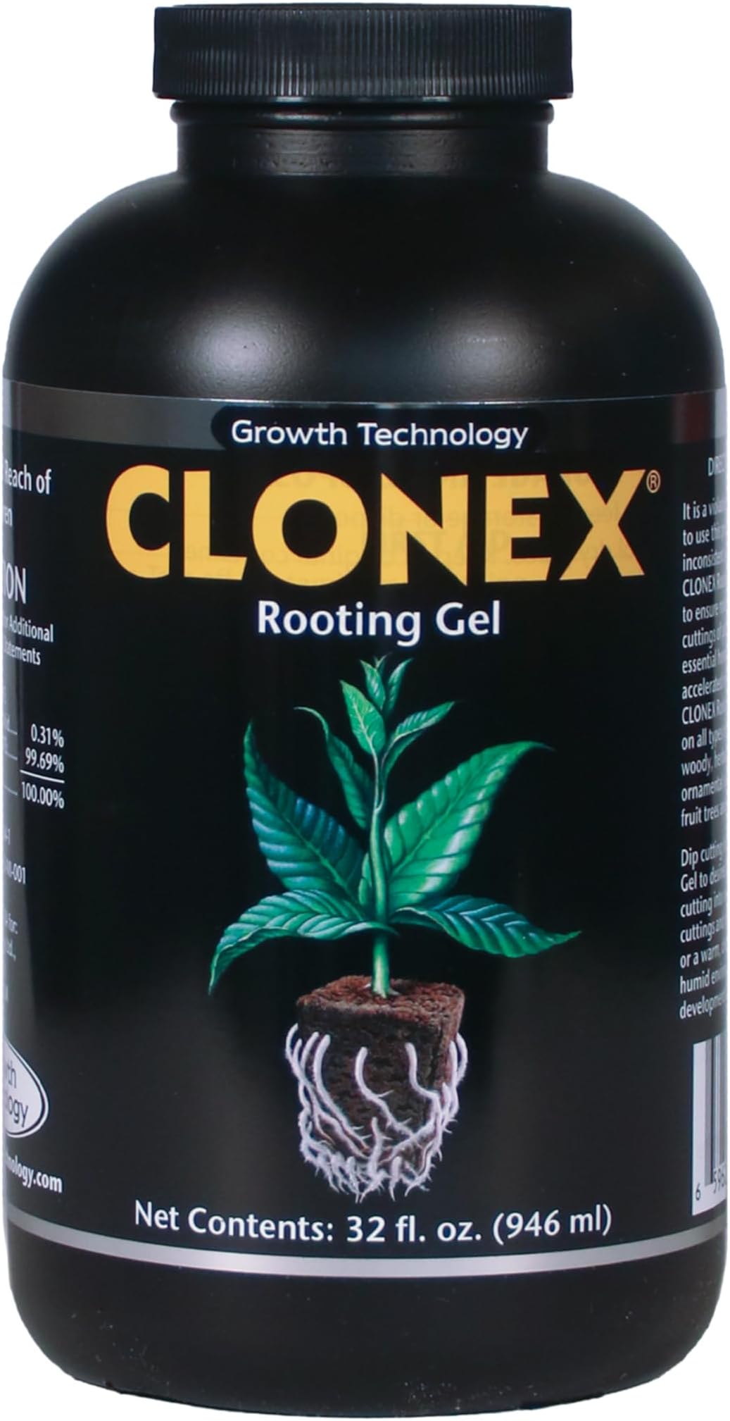 Clonex Rooting Gel - High-Performance Rooting Compound for Plant Cuttings, Contains IBA, Promotes Root Initiation & Development - 1 Quart