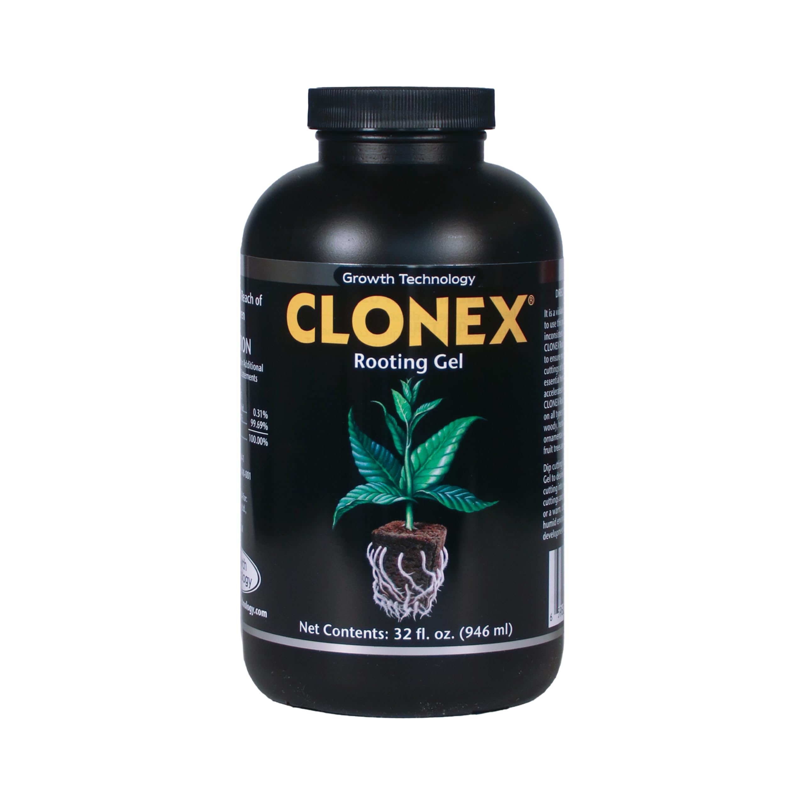 Clonex Rooting Gel - High-Performance Rooting Compound for Plant Cuttings, Contains IBA, Promotes Root Initiation & Development - 1 Quart