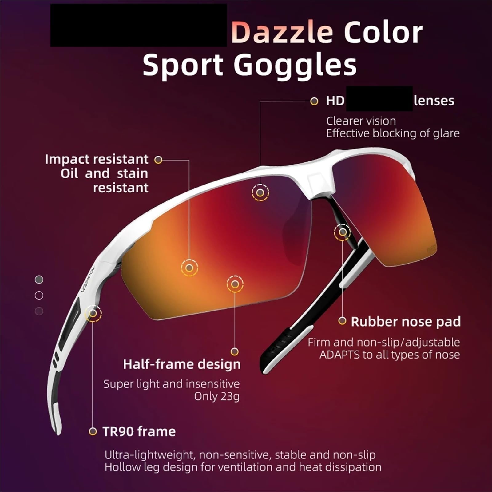 Gafas de ciclismo, gafas sol for correr, protección UV400 for pesca, conducción, senderismo, deportivas Apto para uso en exteriores
