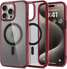 [52% off] Spigen for iPhone 15 Pro Max Case, Ultra Hybrid MagFit [Anti-Yellowing] [Compatible with Magsafe] - Deep Red