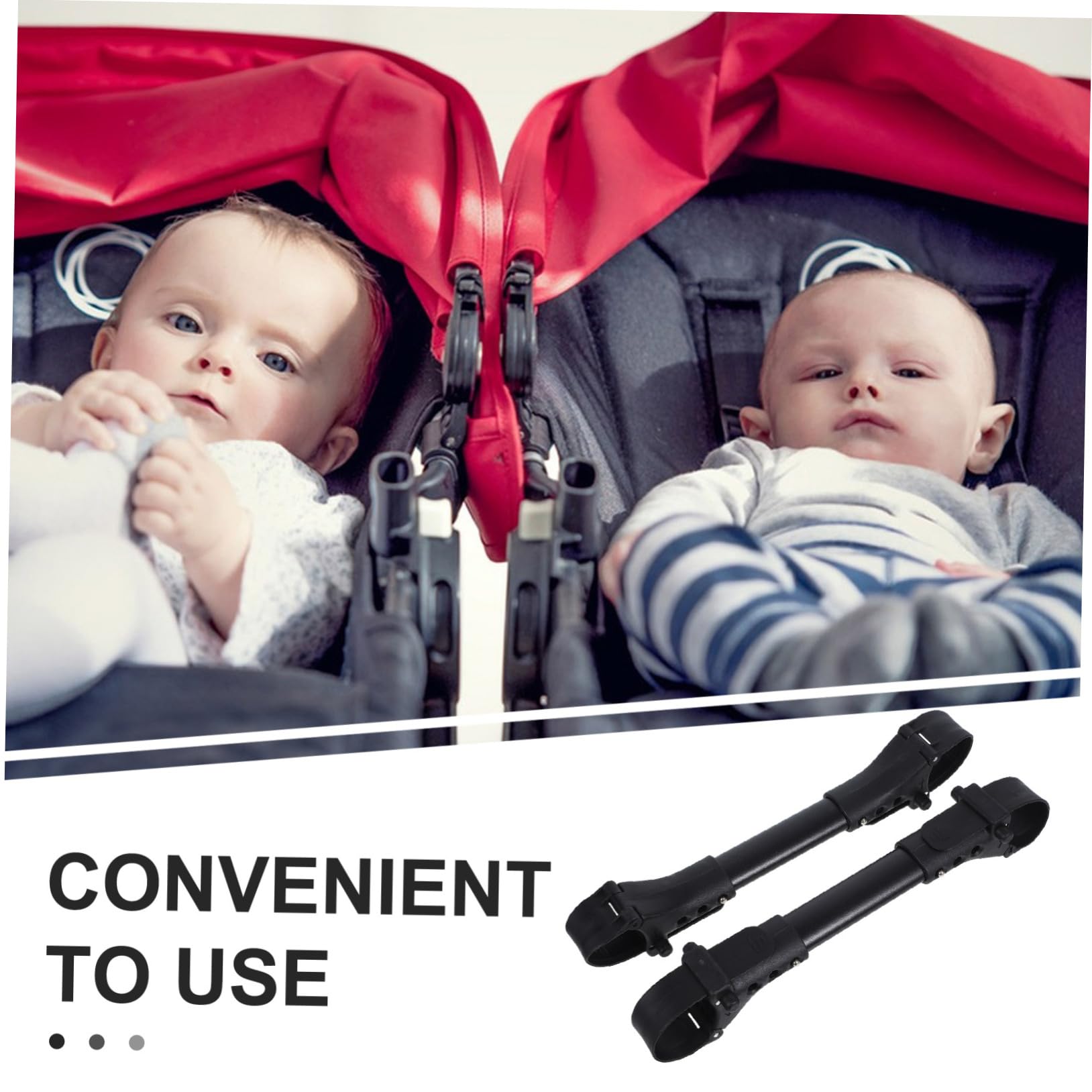 Abaodam 2Pcs Black Aluminum Stroller Connector for Twins Dual Pram Adapter Tool to Join Two Single Strollers Into One Lightweight and Portable - Image 3