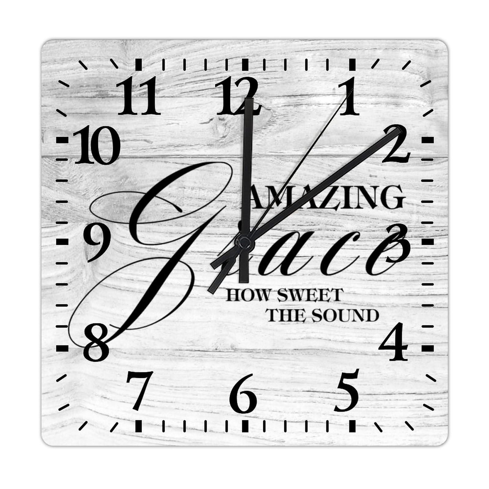 Horloge carrée en bois Amazing Grace pour remplacer votre vieille horloge bruyante de salon