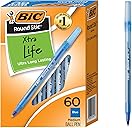 BIC Round Stic Xtra Life Ballpoint Pen with 1.0 mm Medium Point and Consistent Ink Flow, 60-Count in Blue Ink