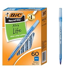 BIC Round Stic Xtra Life Ballpoint Pen with 1 0 mm Medium Point and Consistent Ink Flow 60-Count