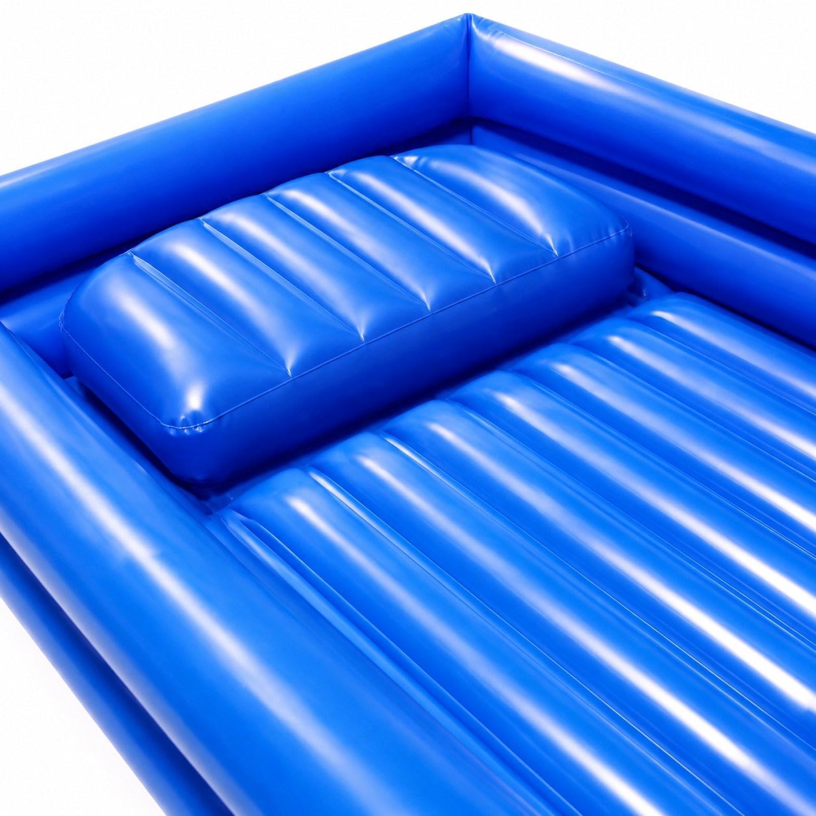 Bañera Inflable Portátil con Colchón para Cama Y Pacientes Ancianos, Equipada con Lavabo para Champú, Soporte para Cabezal Y Estructura de PVC, Azul