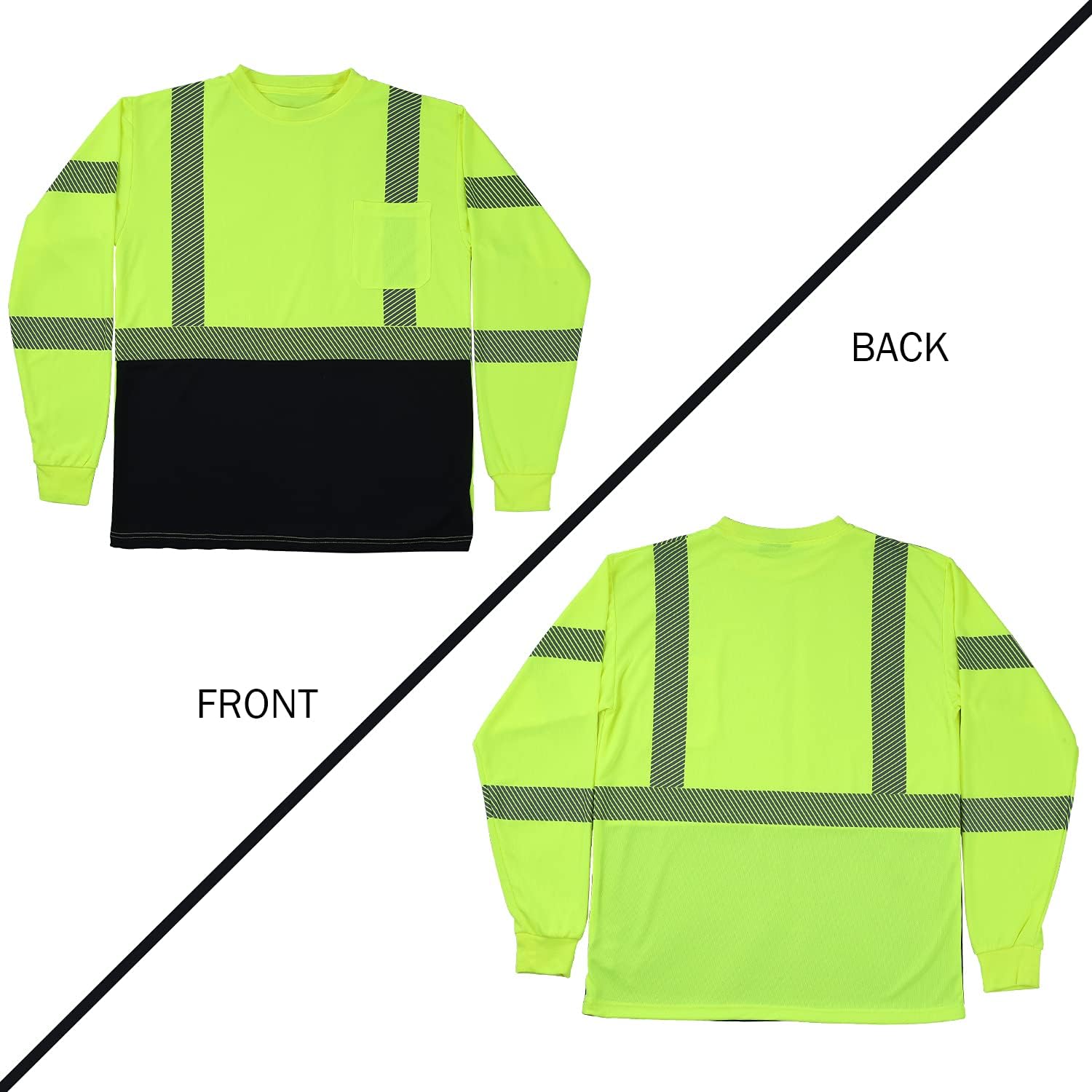 VENDACE Safety Reflective High Visibility Long Sleeve Shirts ANSI Class 3 Hi Vis Construction Work T Shirts for Men - Image 6