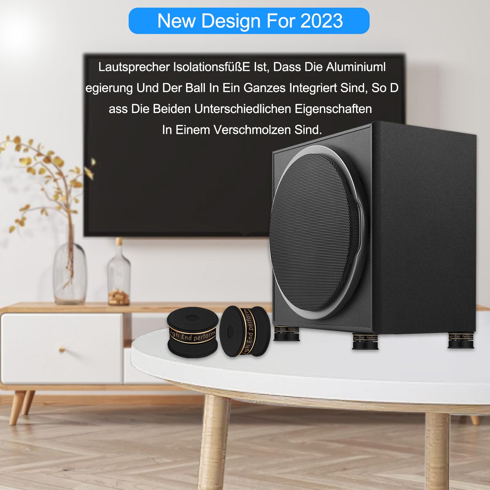 Lautsprecher Isolationsfüße 39mm*24mm High-End HiFi Lautsprecher Spikes Pads Isolationsfüße Subwoofer Spikes Audio Verstärkerfüße für Audio,Lautsprecher,Subwoofer,Heimkino(4 Stück,Schwarz)