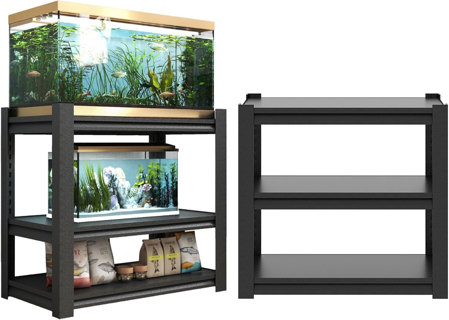 Fish Tank Stand, 2-tier Rack Shelf Heavy Duty Metal Frame Aquarium Stand 20 Gallon, Reptile Terrarium Stand for 30 Gallon Long Aquarium, Reptile Tank Stand, Breeder Tank Stand, 34"W x 18"D x 32"H