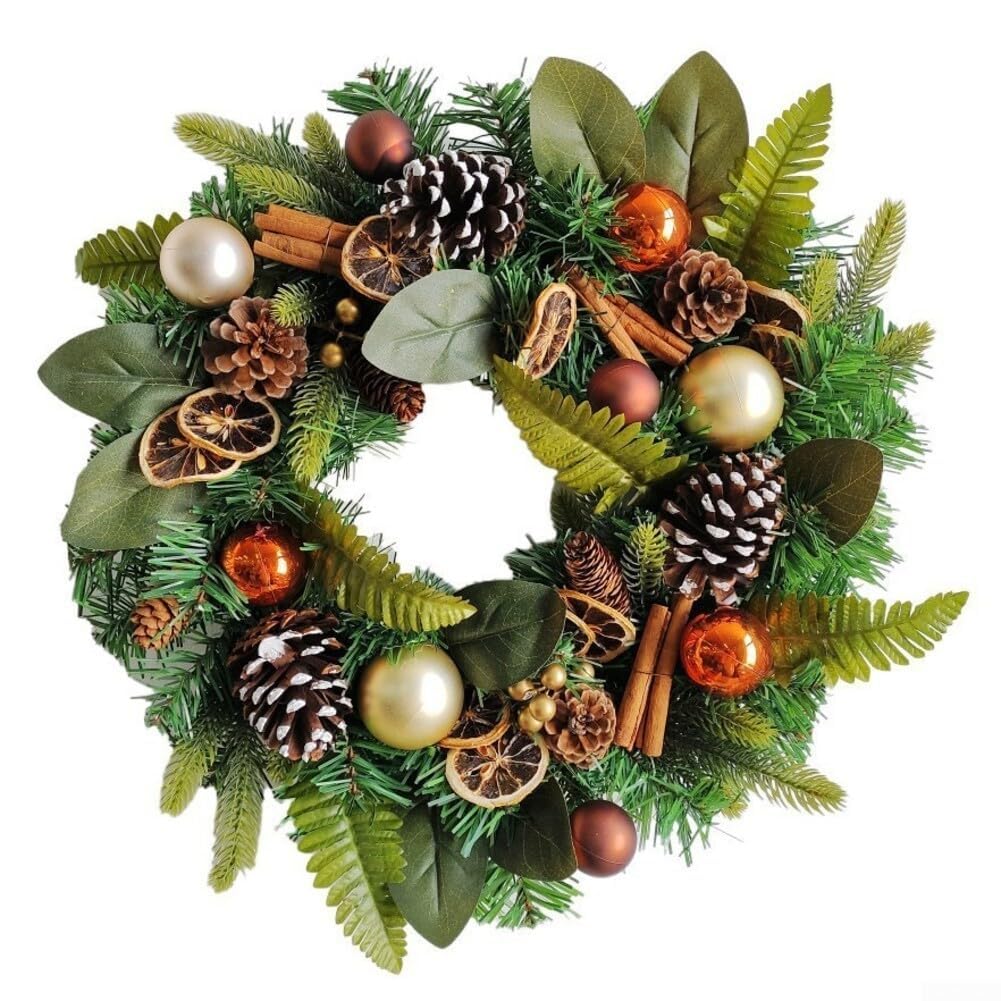 Couronne de Noël réaliste haut de gamme aux finitions enneigées d'exception