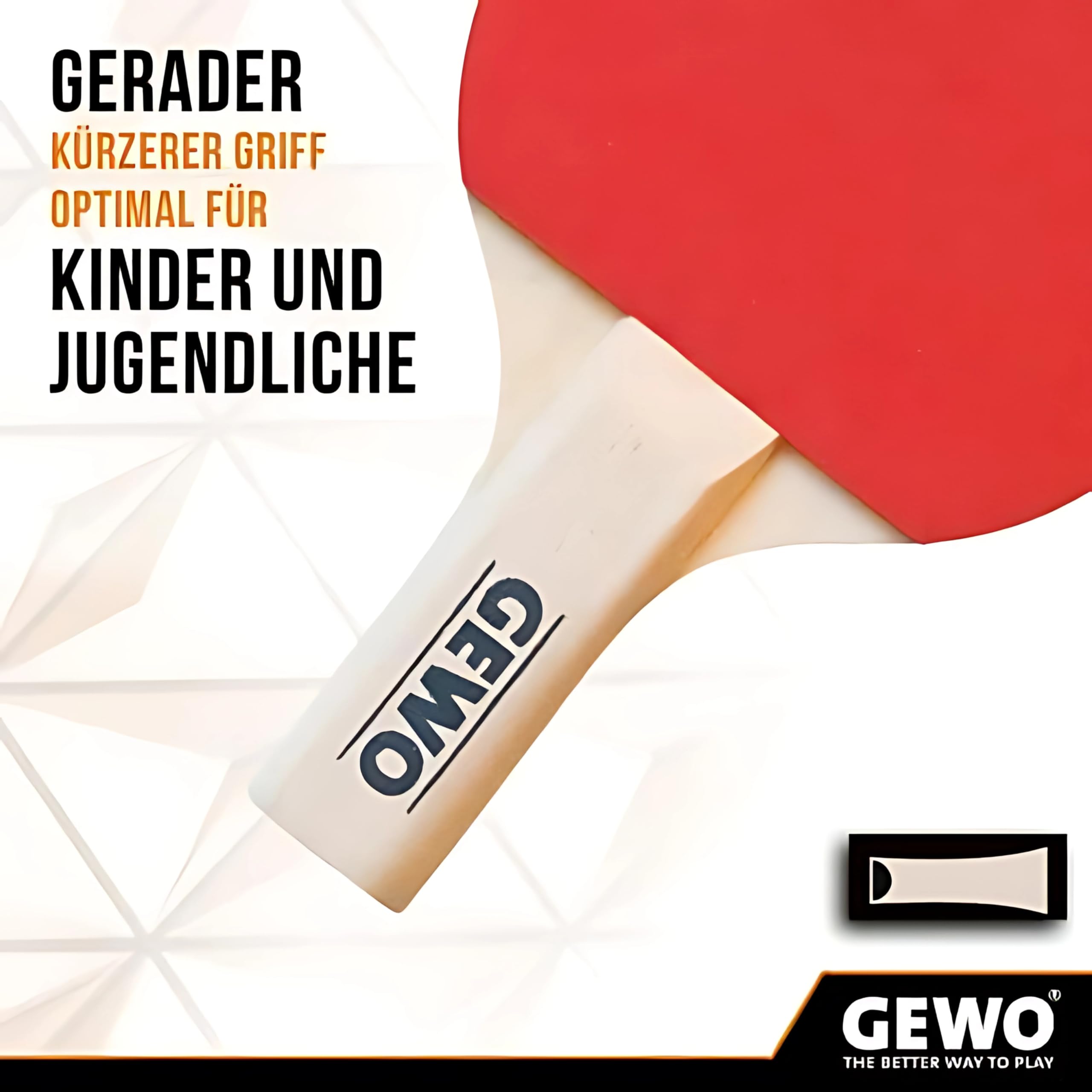 GEWO Mini Raqueta de Ping Pong con Mango reducido y Pala para diversión recreativa. Pala Completa Ligera con Revestimiento Interior de Puntos Rojos y Negros. 15,5 x 9,5 cm