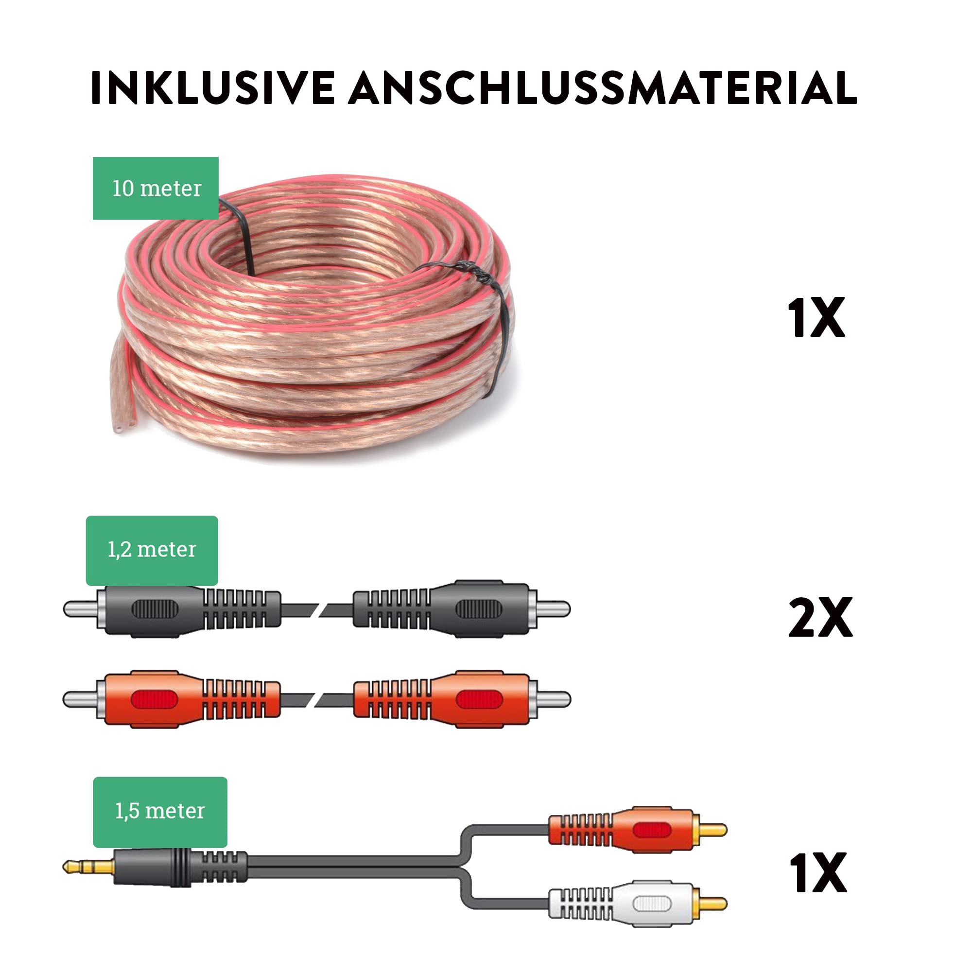 MAX212 - DJ Starter Kit - DJ Boxen Set 2800 Watt inklusive Verstärker mit Bluetooth, MP3, USB, MAX212 Bundle 2 Lautsprecher mit Verstärker, PA-Anlage Komplett Set