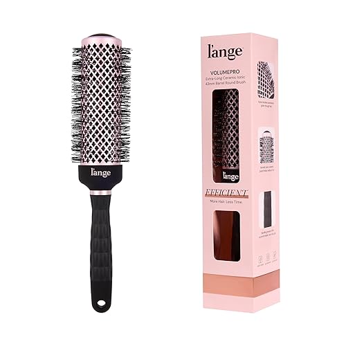 L'ANGE HAIR VolumePro - Cepillo redondo iónico de cerámica extralargo, negro, para secado con secado, rizado y peinado, añade volumen, reduce el