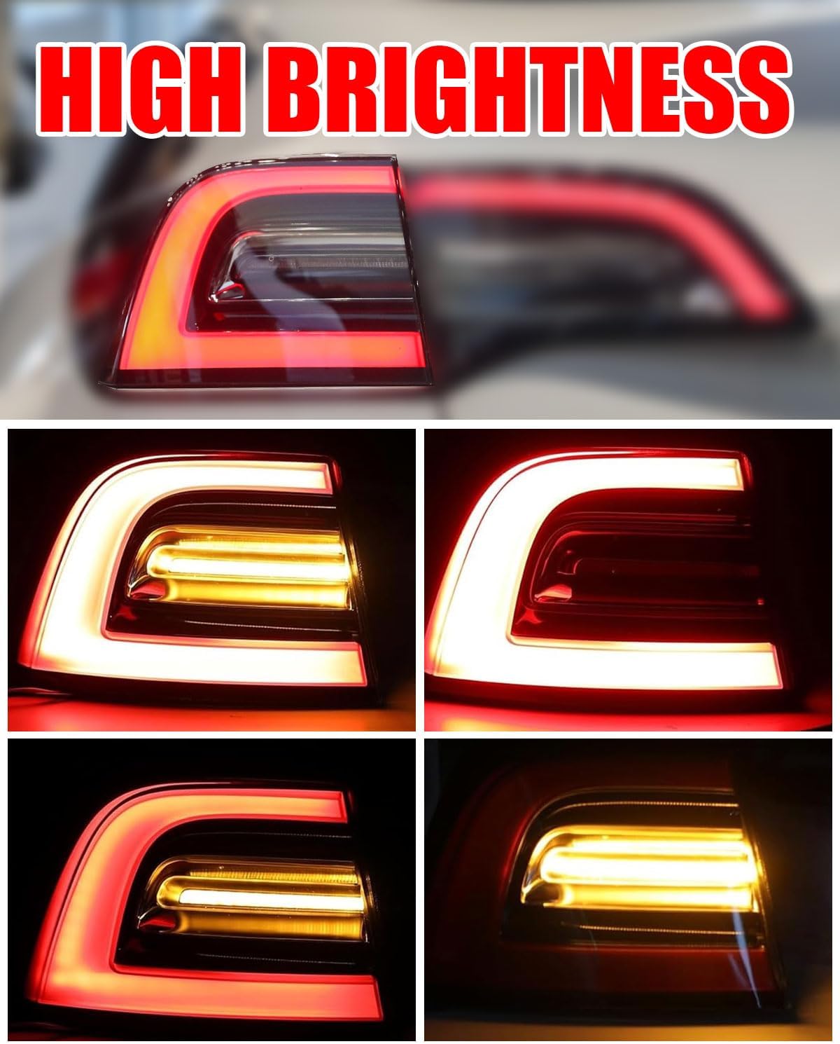 Rear Outer Tail Light Assembly Led Lamp for Tesla Model 3, Brake Turn Signal Tail Lamp Reversing Light Brake Light for Tesla 2017-2020 (Left)
