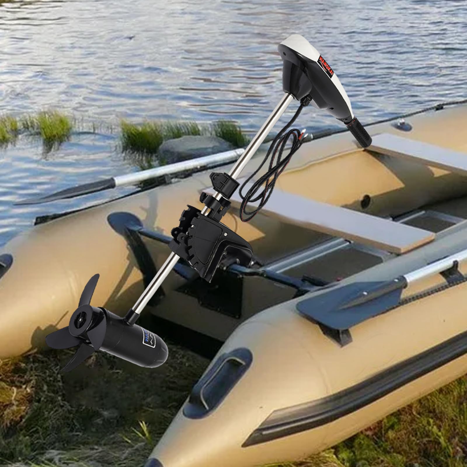 Motor fueraborda eléctrico 660 W, motor fueraborda con escobillas y motor de cobre puro | 3 hojas 1420 rpm F5-R2 motor de arranque eléctrico para motores fueraborda para pesca, acuicultura, turismo al aire libre