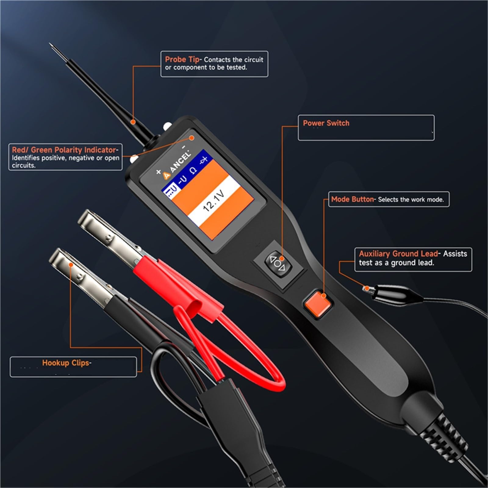 Spannungsprüfer, Kfz-Stromkreistester, Digitales Spannungs-Stromkreissonden-Kit Mit Kurzschlussdetektor, Elektrisches Diagnosewerkzeug,Autoelektrikwerkzeug