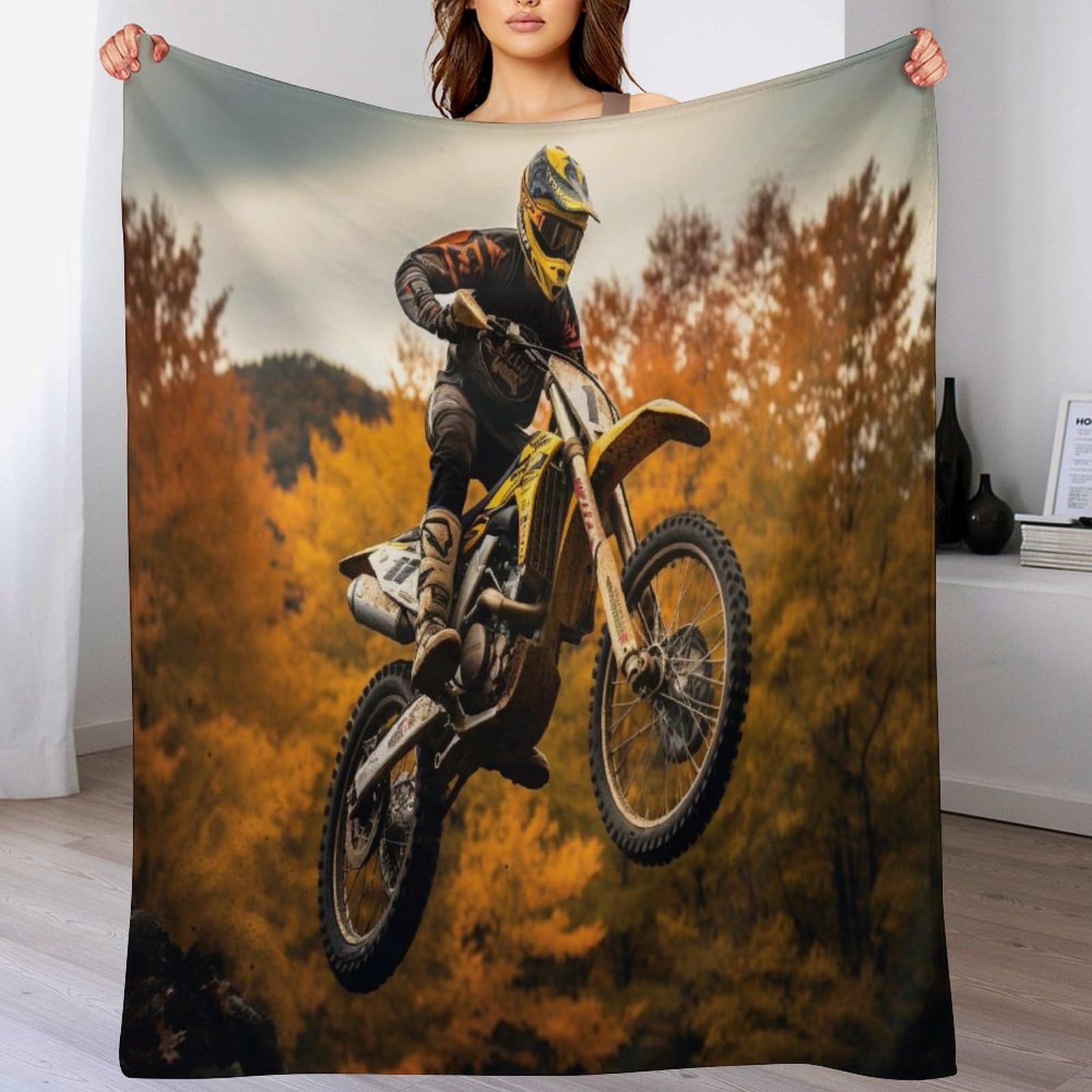 Couvertures polaires en motocross couverture moelleuse flannel douce canapé 130x180cm
