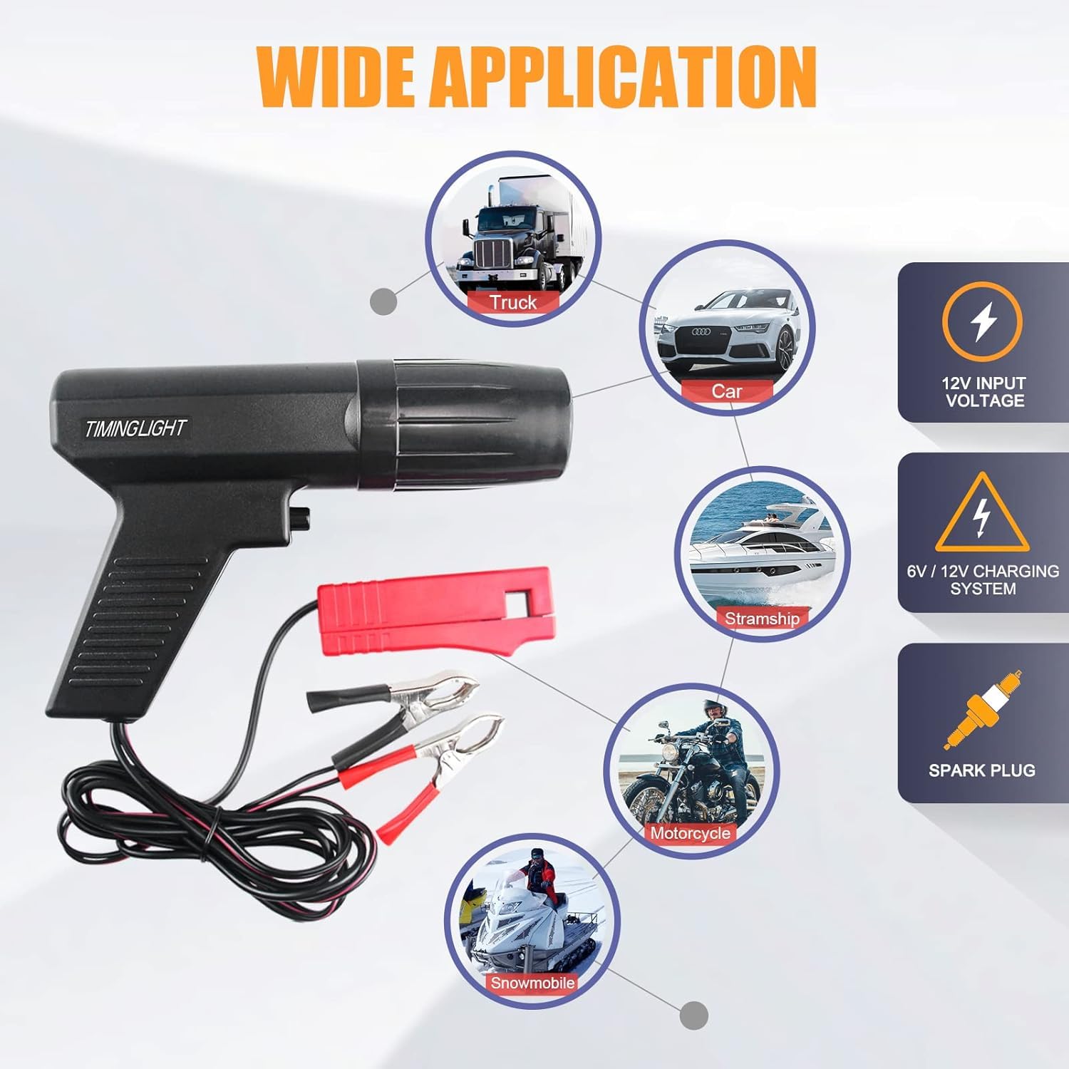 Pistola Estroboscópica Lámpara Estroboscópica con Pinzas,OBDMONSTER Inductivas Digital para Coches y Motos 12V Pistola Estroboscopica, Lámpara Inductiva