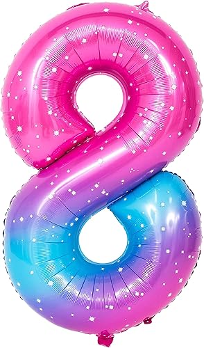 Miniatura 4 de KatchOn, Globo gigante de la galaxia 8 del número 8, 40 pulgadas, globos rosa y azul del número 8 para cumpleaños, globo de cumpleaños 8, 8 globos