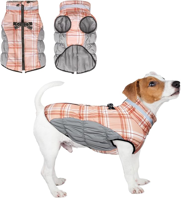 BEAUTYZOO Dog Winter Coat with Harness Built in, Waterproof Puffer Jacket