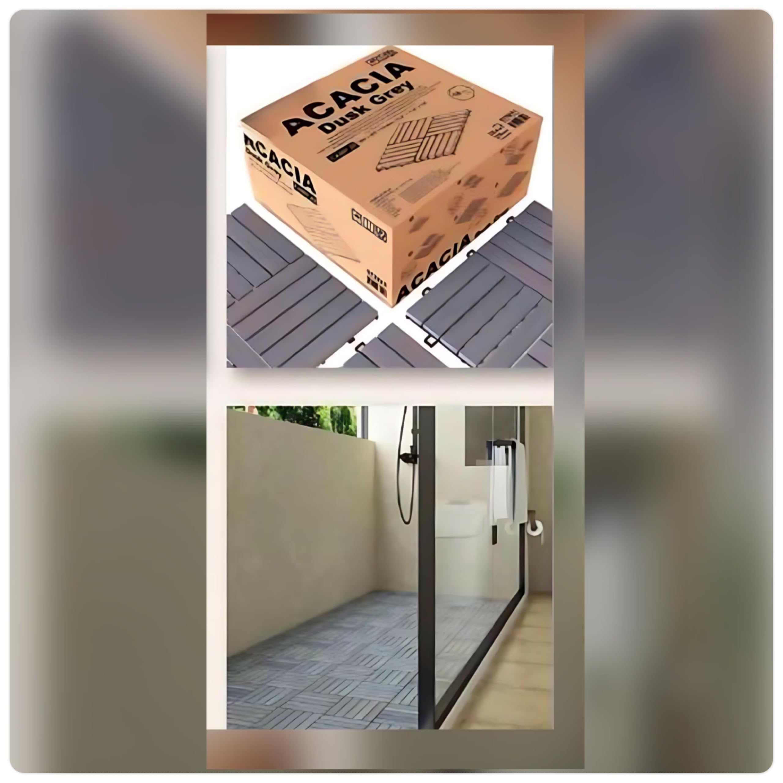Akasya Ahşap Yer Karosu, GRİ 30x30 cm, 10'lu Paket, 0.9 m² Yer Kaplama