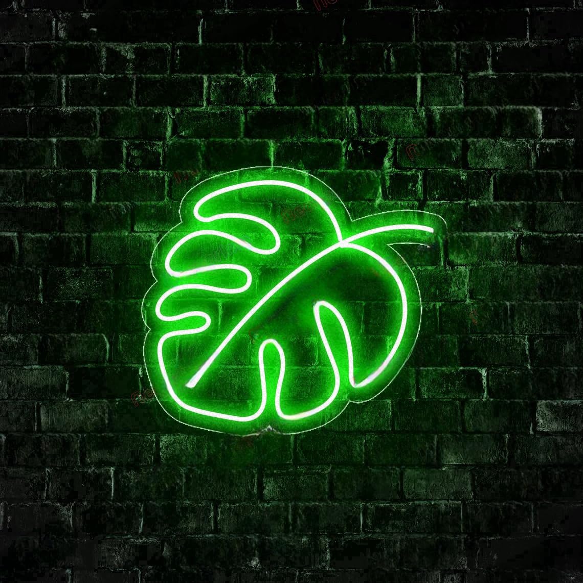 Hello Summer Enseigne néon verte Feuille de Monstera LED Plante Néon Monstera