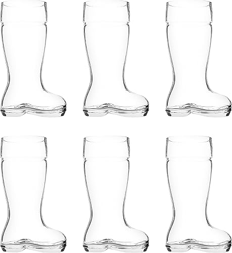 DISCOUNT PROMOS Juego de 6 vasos de cerveza Munich Das Boot, 44 onzas, grande, forma de bota, cristalería, transparente